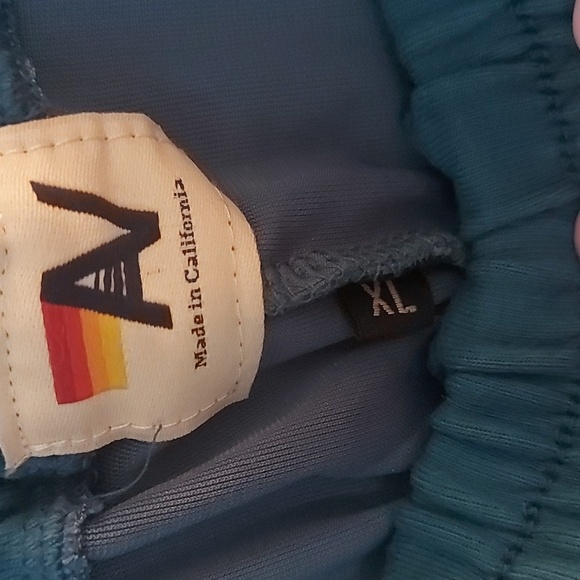 Aviator Nation Blue Velour Shorts With Rainbow Stripe At Sides Size XL - Picture 5 of 6